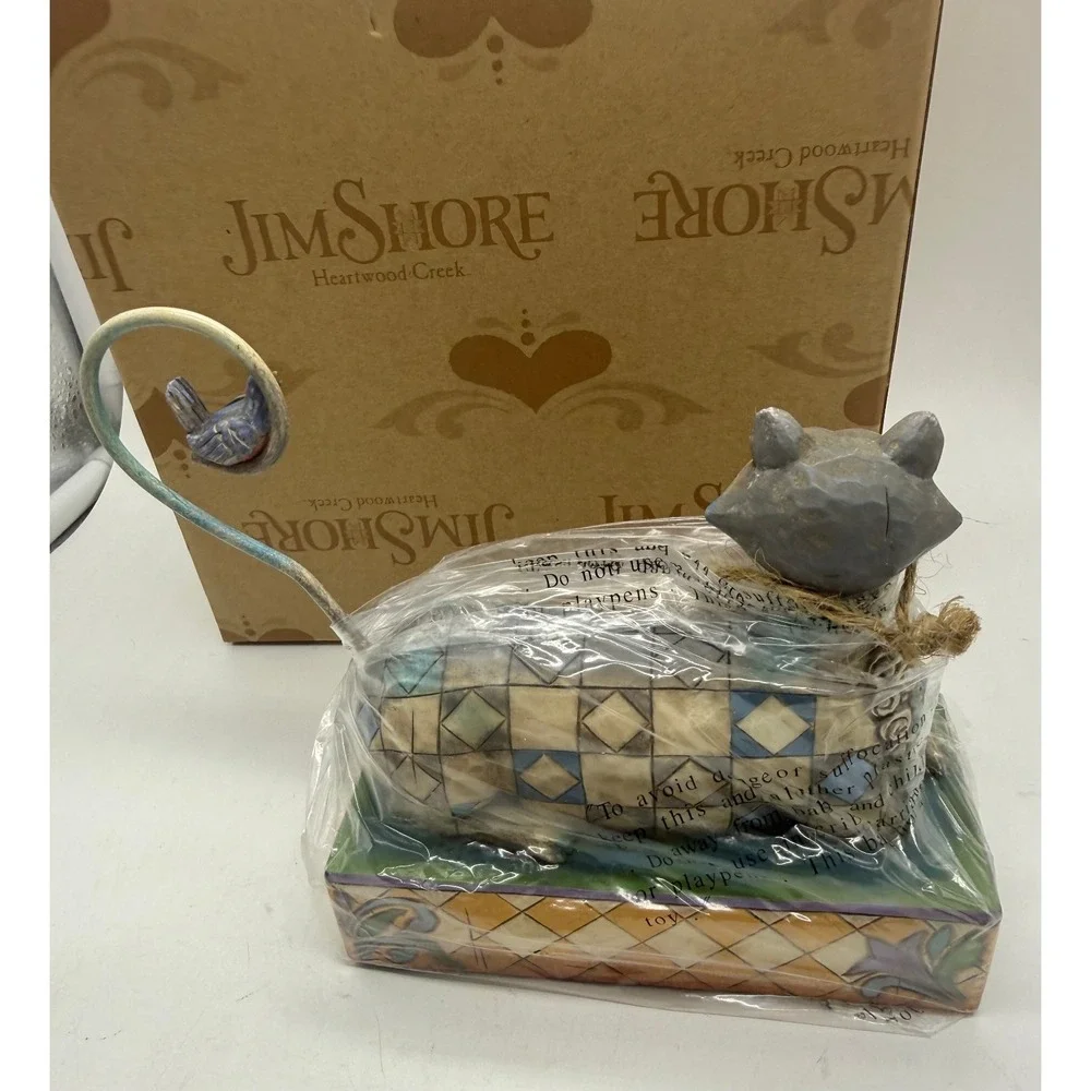 Jim Shore Heartwood Creek PATIENCE Patient Cat Bird 2006 Patchwork #4006826 Box